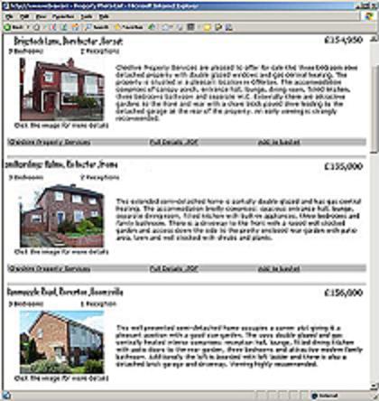 Estate Agents transmit data direct from the doorstep to the web site, via a PDA equipment with GPRS, GSM or 3G