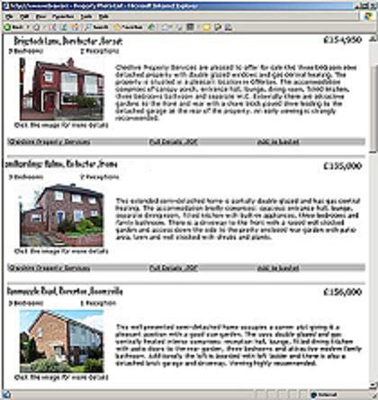 Estate Agents transmit data direct from the doorstep to the web site, 
            via a PDA equipment with GPRS, GSM or 3G